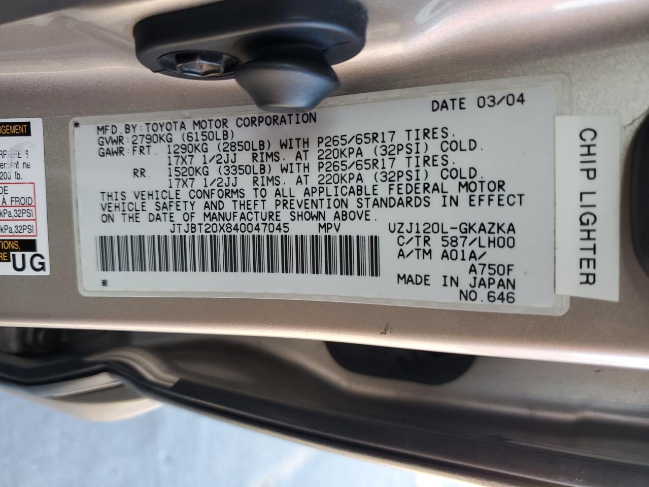 2004 LEXUS Gx 470