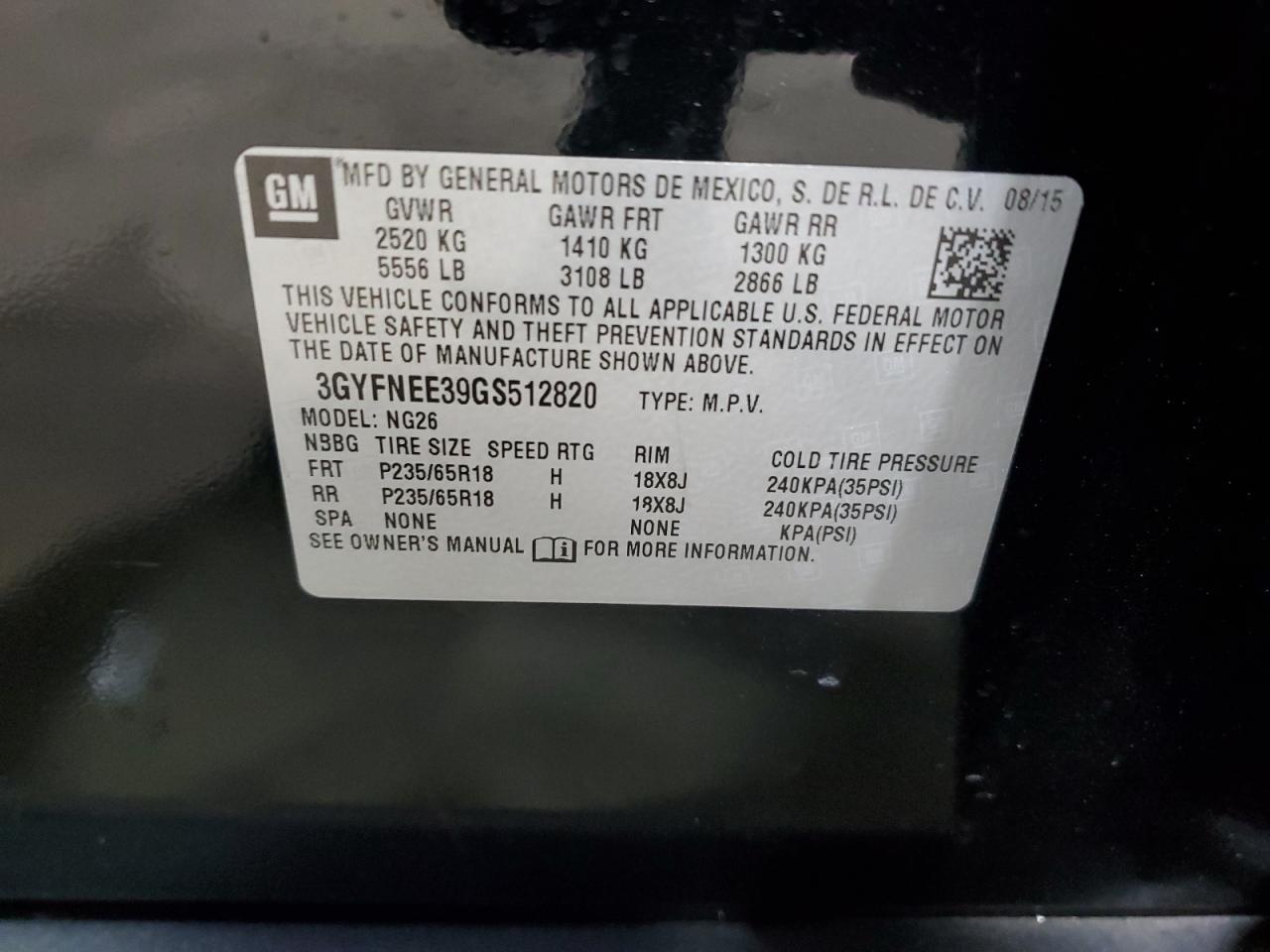 2016 CADILLAC SRX
