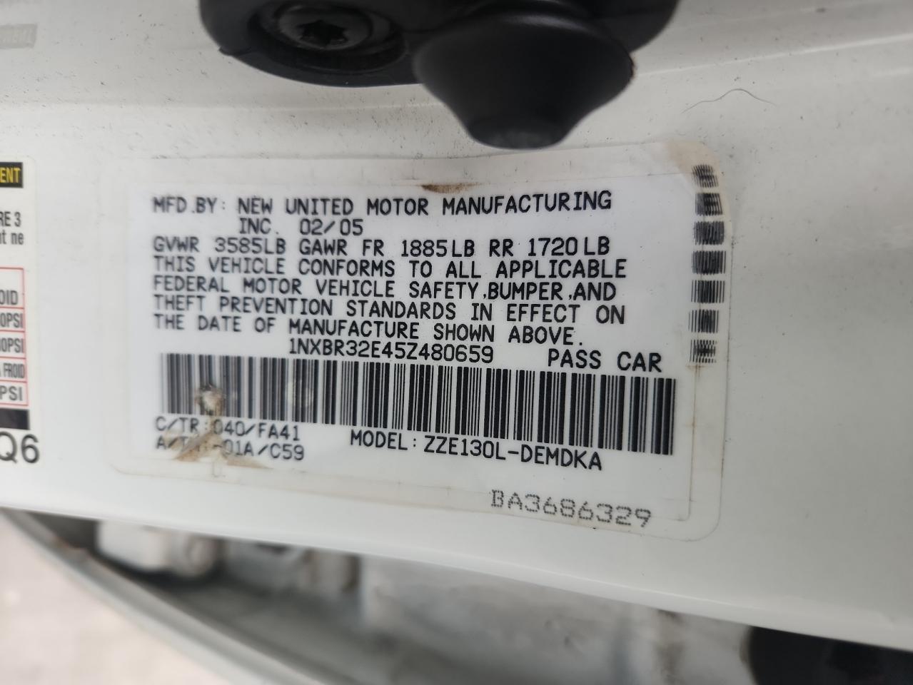 2005 TOYOTA COROLLA