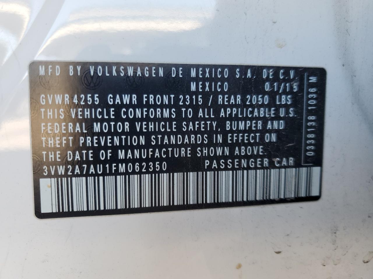 2015 VOLKSWAGEN GOLF