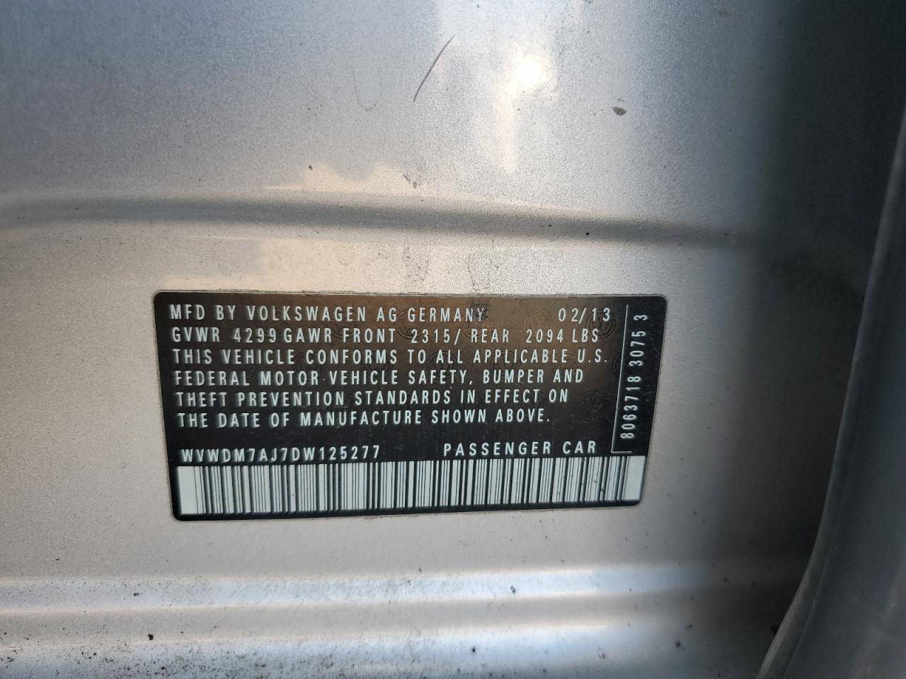 2013 VOLKSWAGEN GOLF