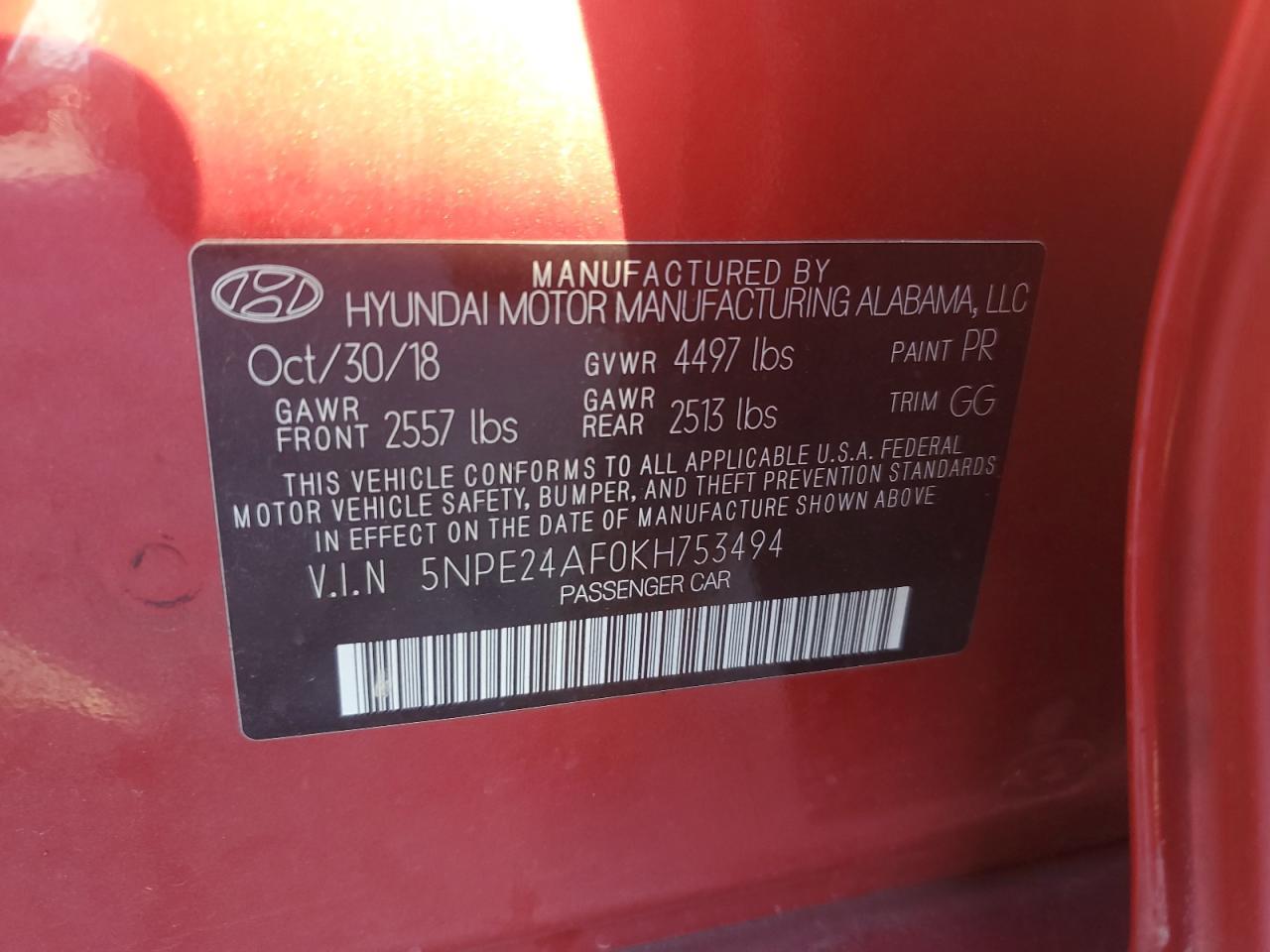 2019 HYUNDAI SONATA