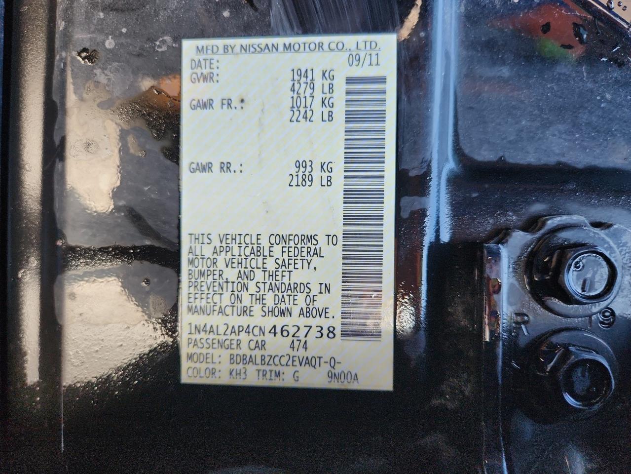 2012 NISSAN ALTIMA