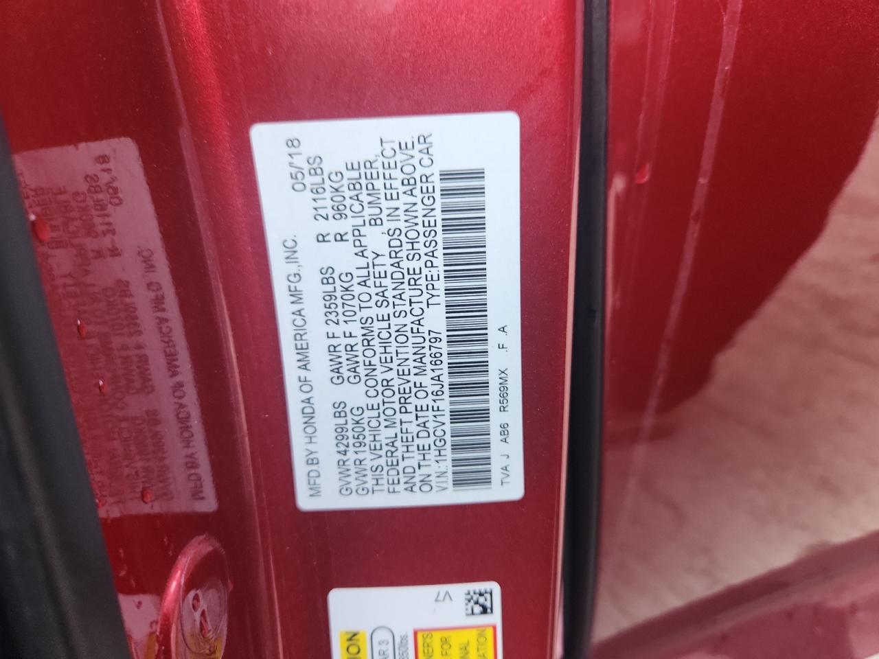 2018 HONDA ACCORD