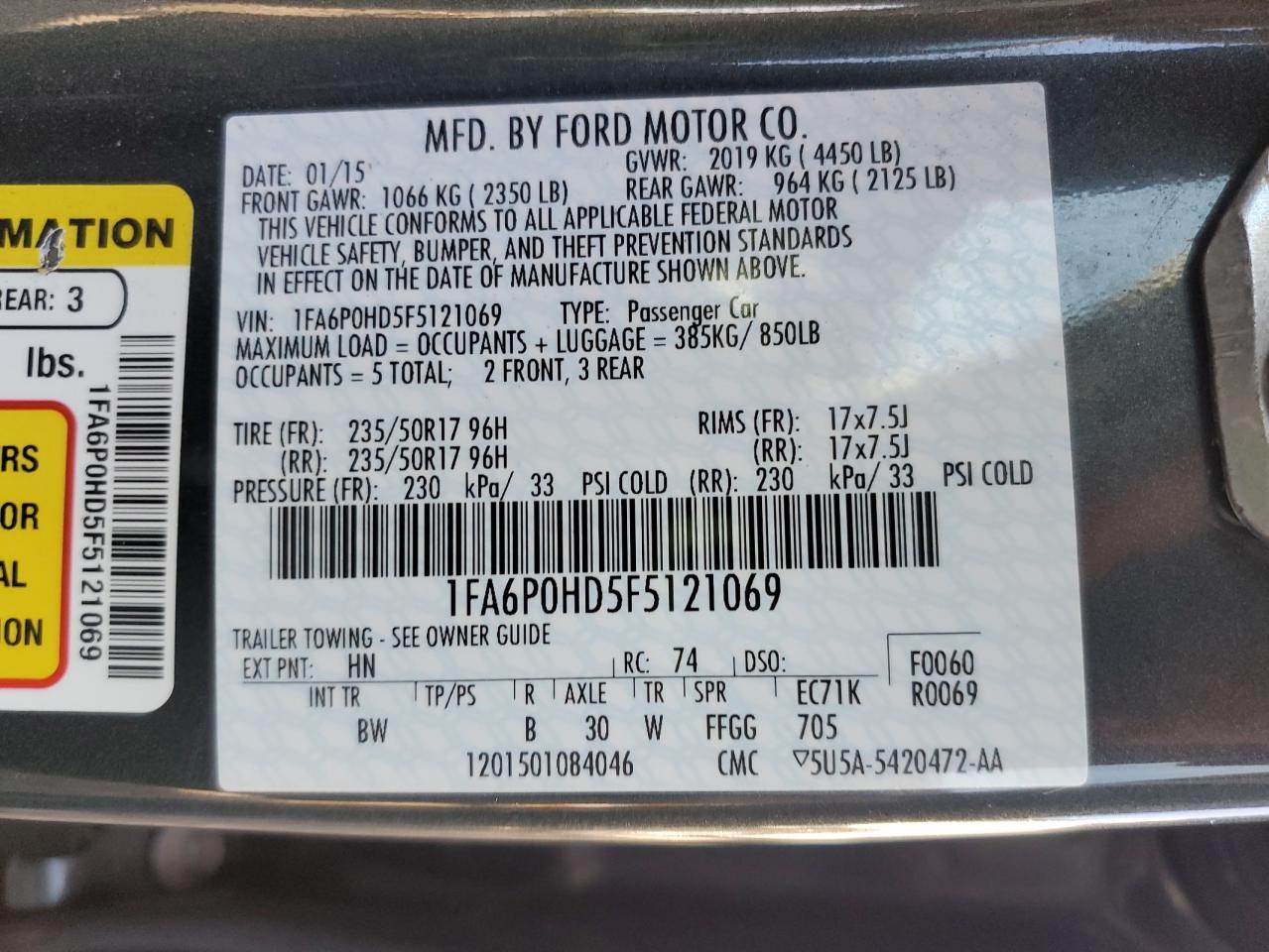 2015 FORD FUSION