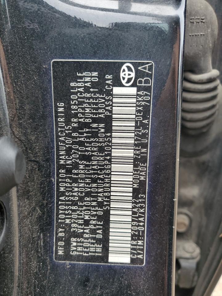 2016 TOYOTA COROLLA