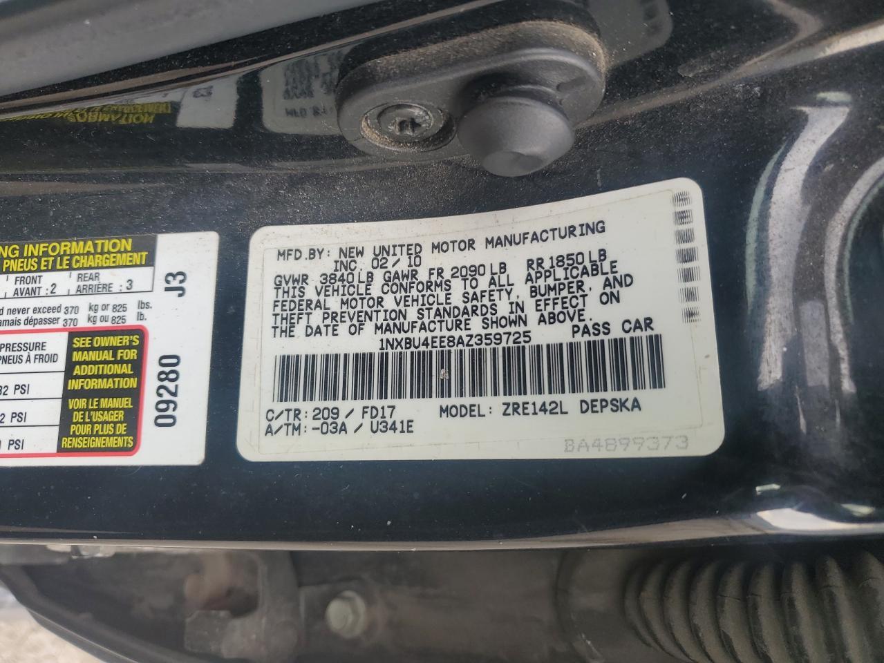 2010 TOYOTA COROLLA