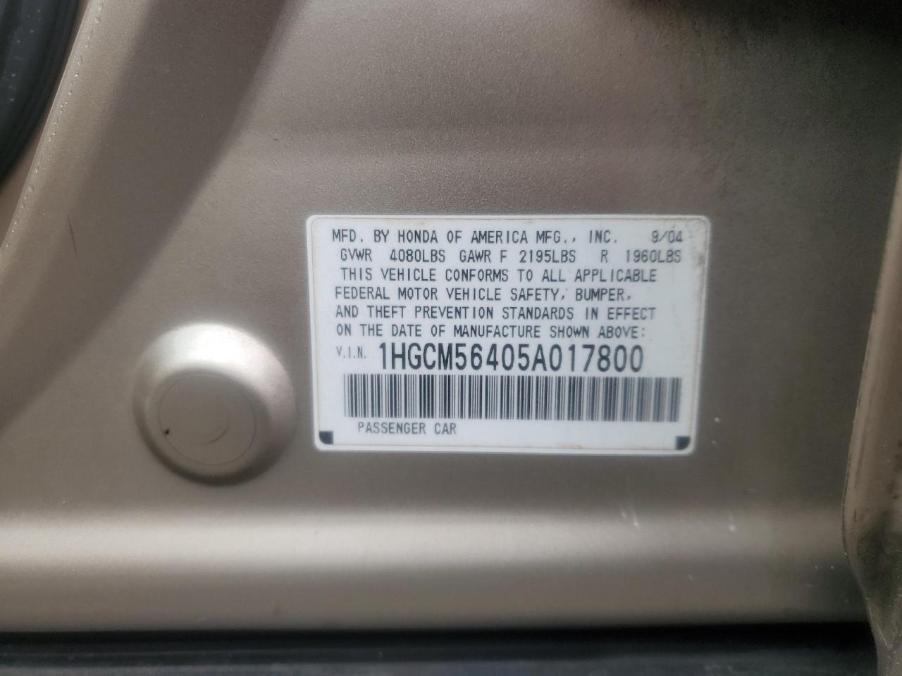 2005 HONDA ACCORD