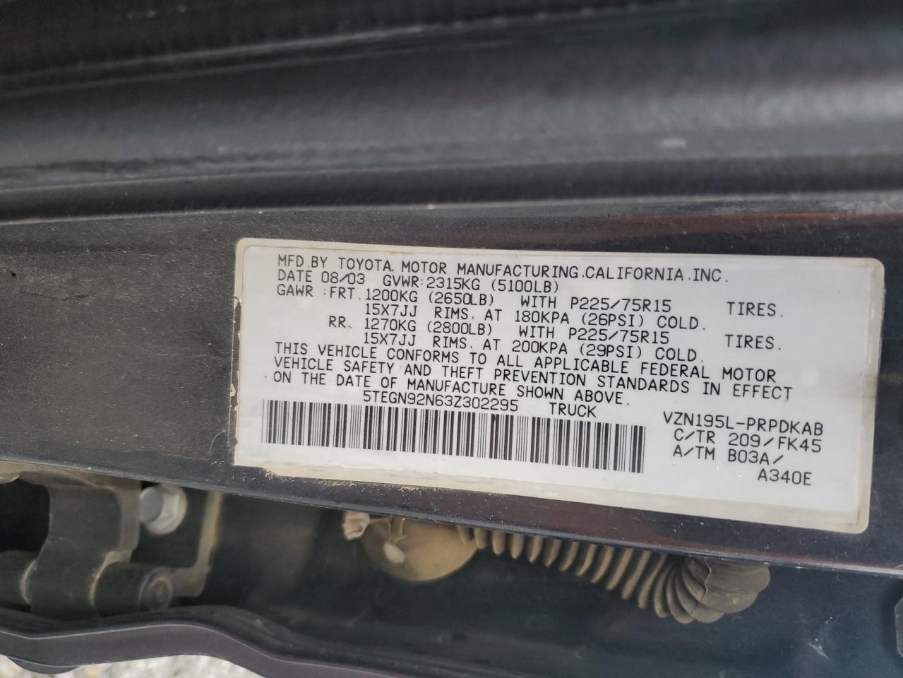 2003 TOYOTA TACOMA