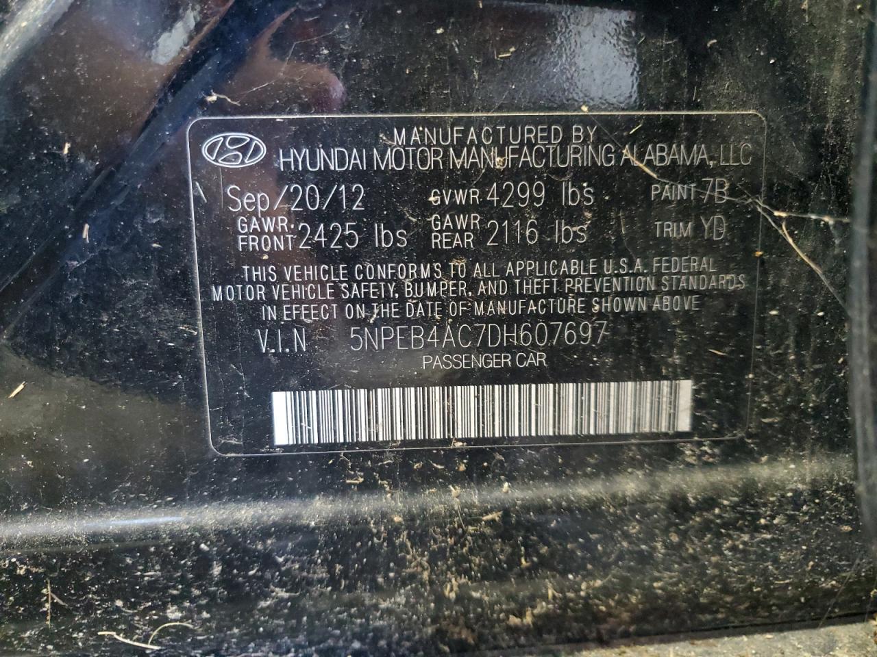 2013 HYUNDAI SONATA
