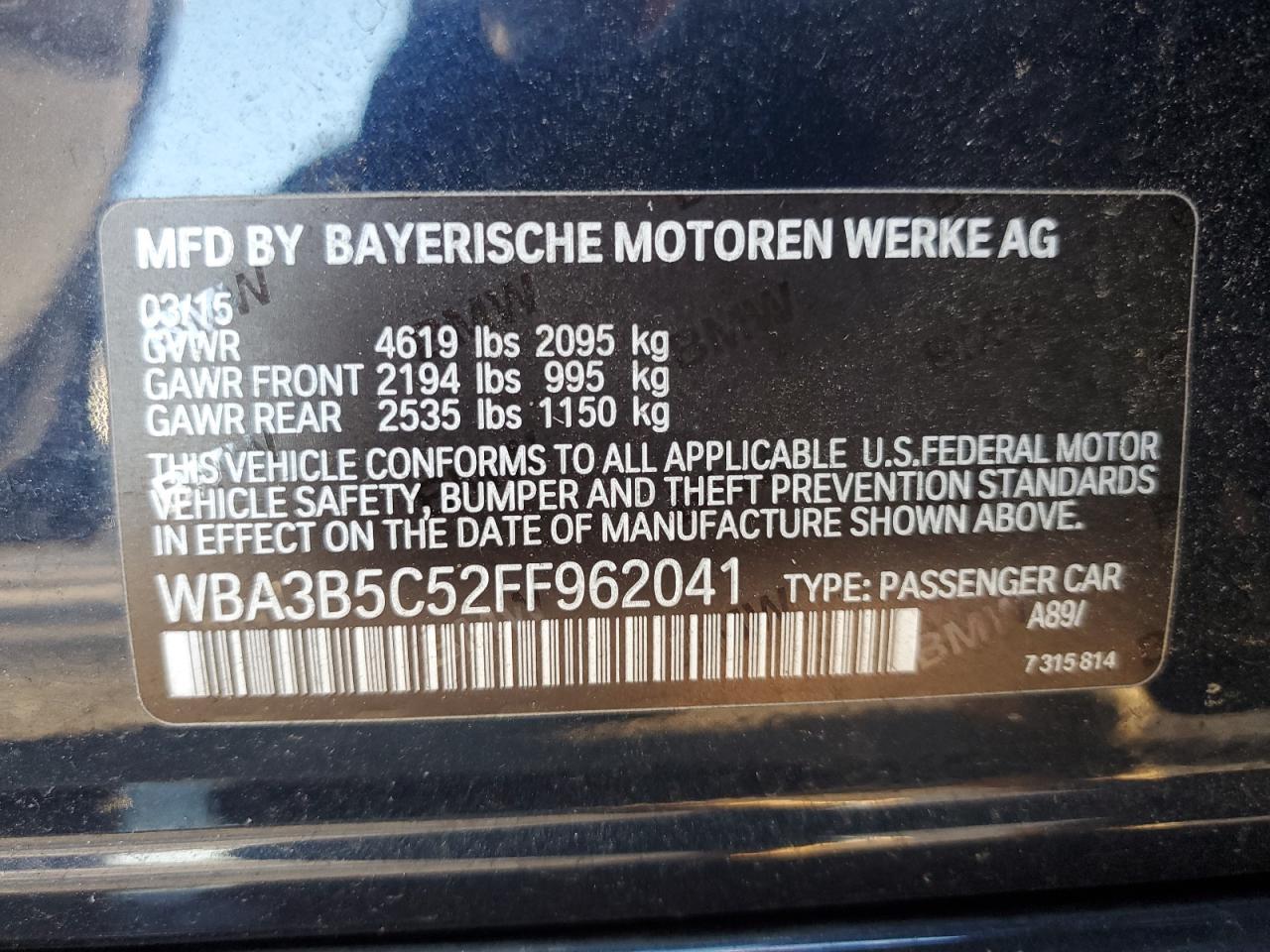 2015 BMW 3 SERIES