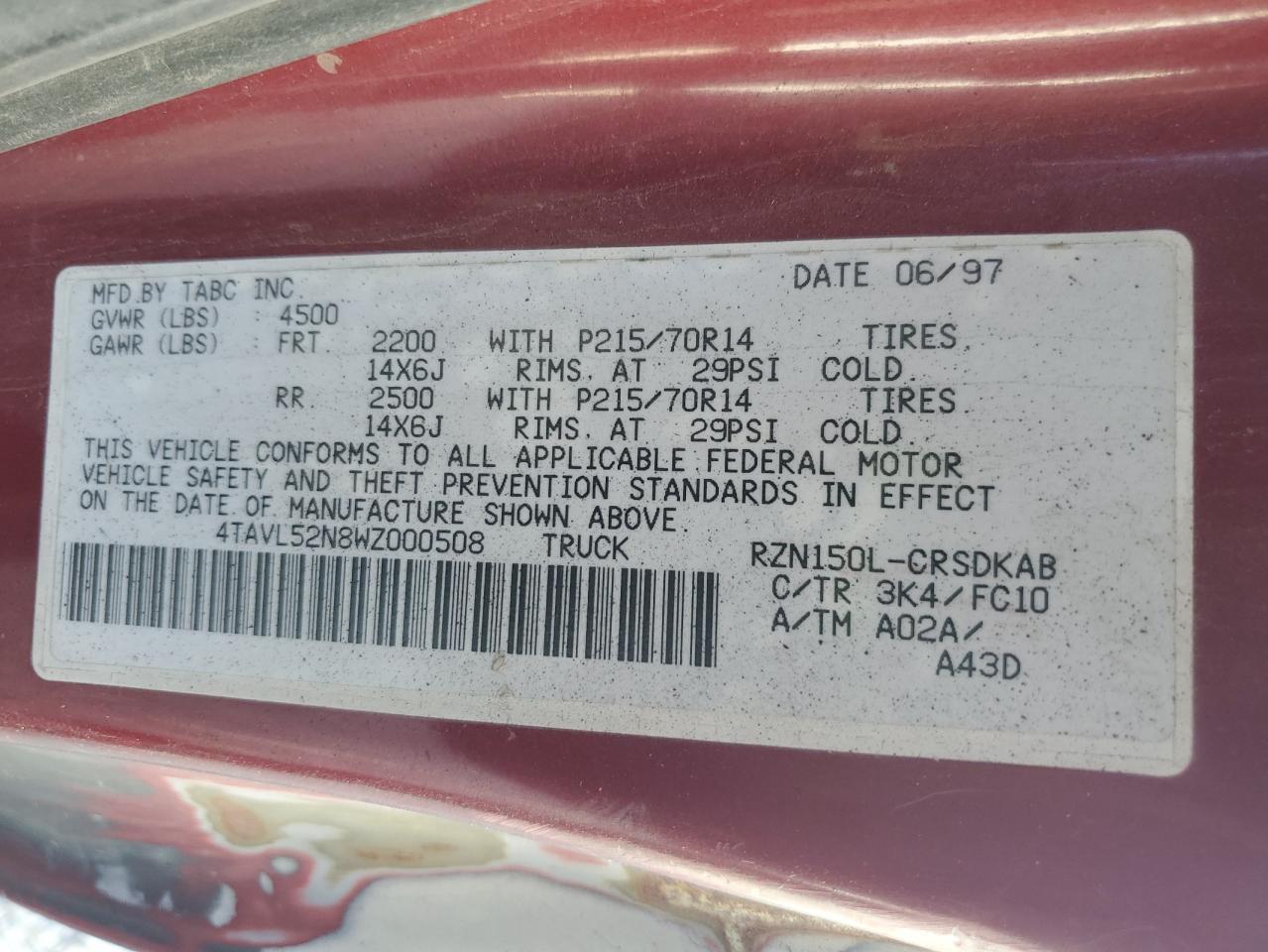 1998 TOYOTA TACOMA