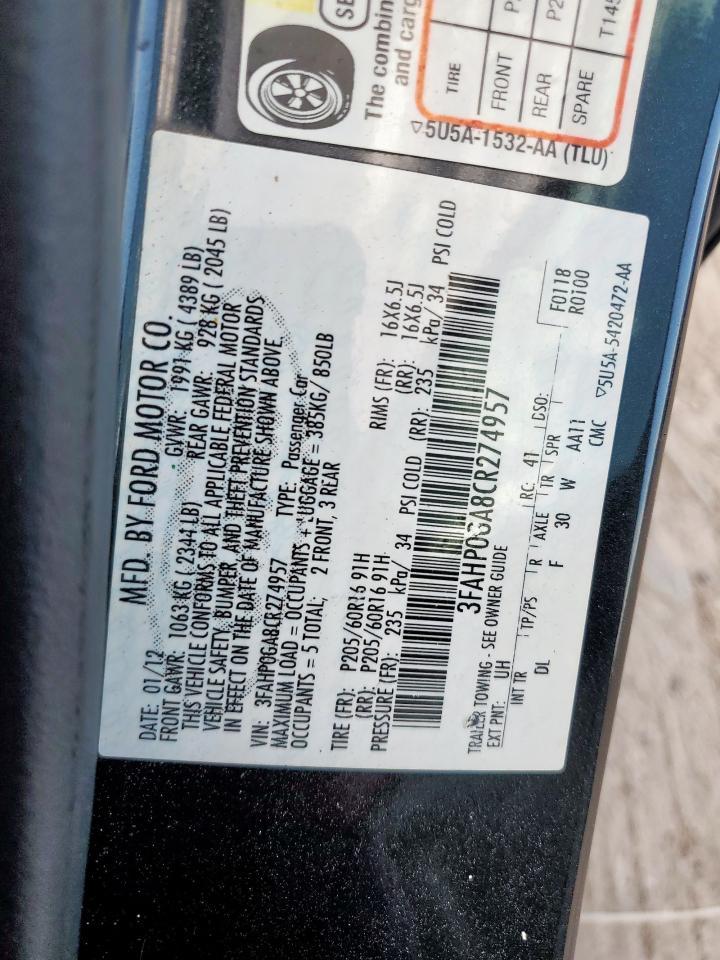 2012 FORD FUSION