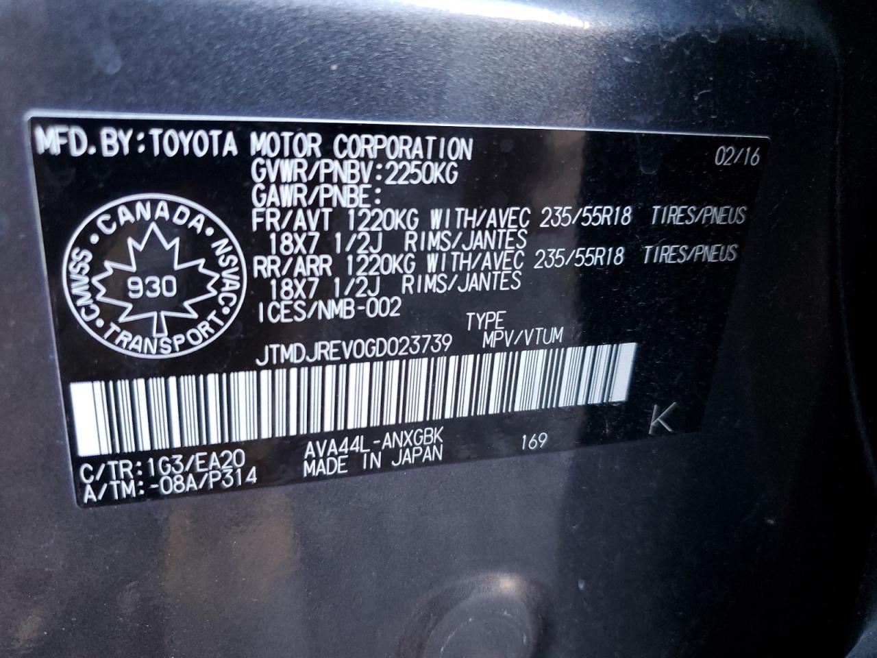 2016 TOYOTA RAV4