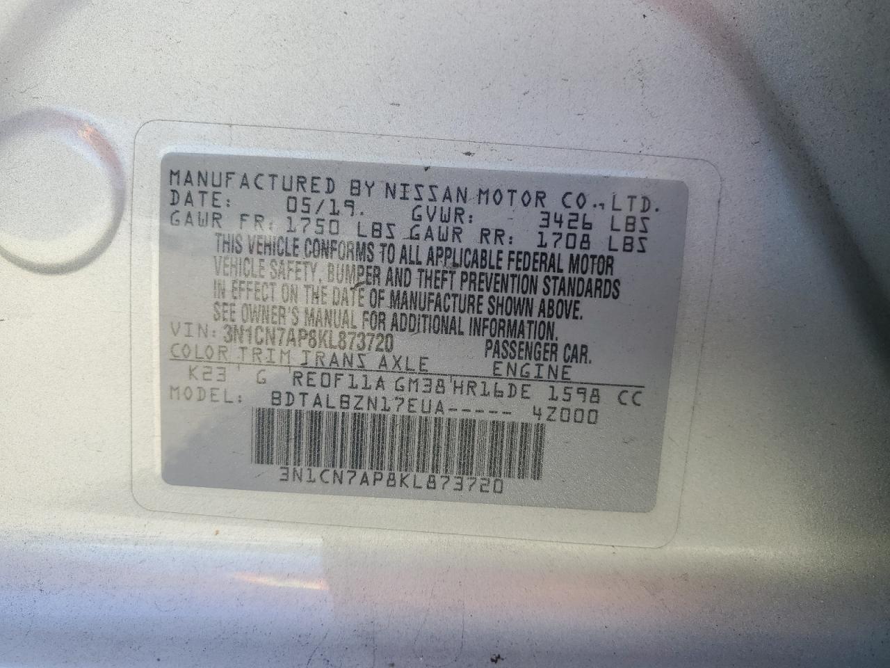 2019 NISSAN VERSA