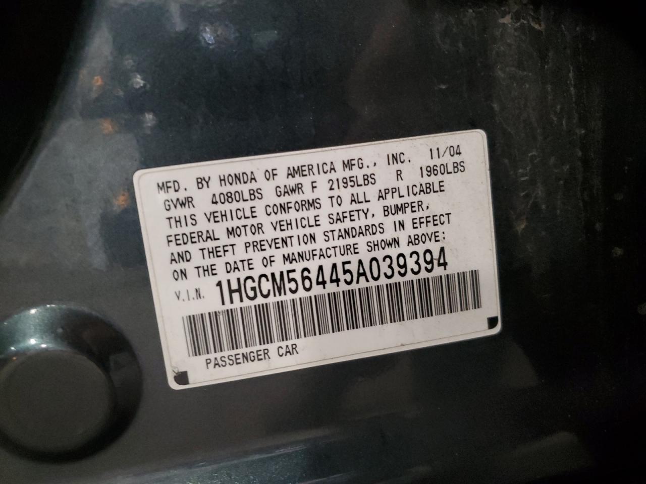 2005 HONDA ACCORD