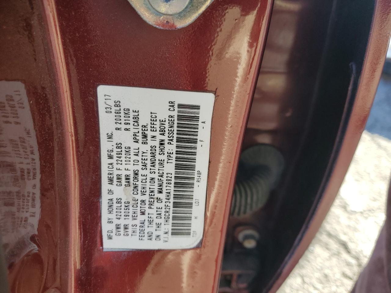 2017 HONDA ACCORD