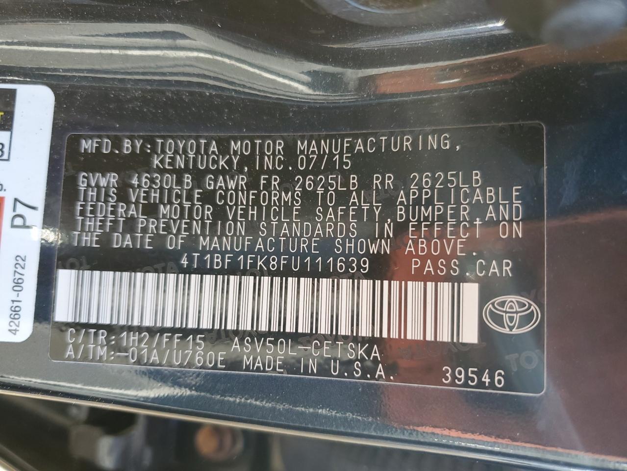2015 TOYOTA CAMRY