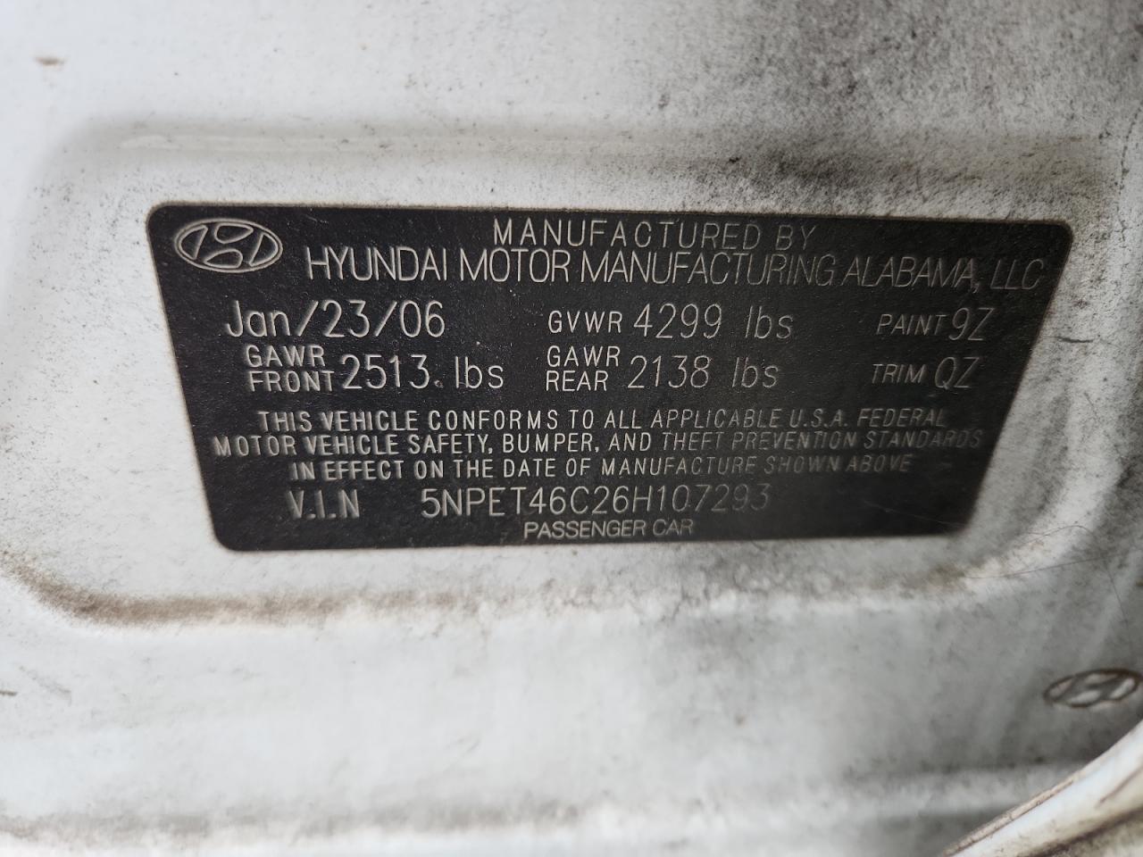 2006 HYUNDAI SONATA