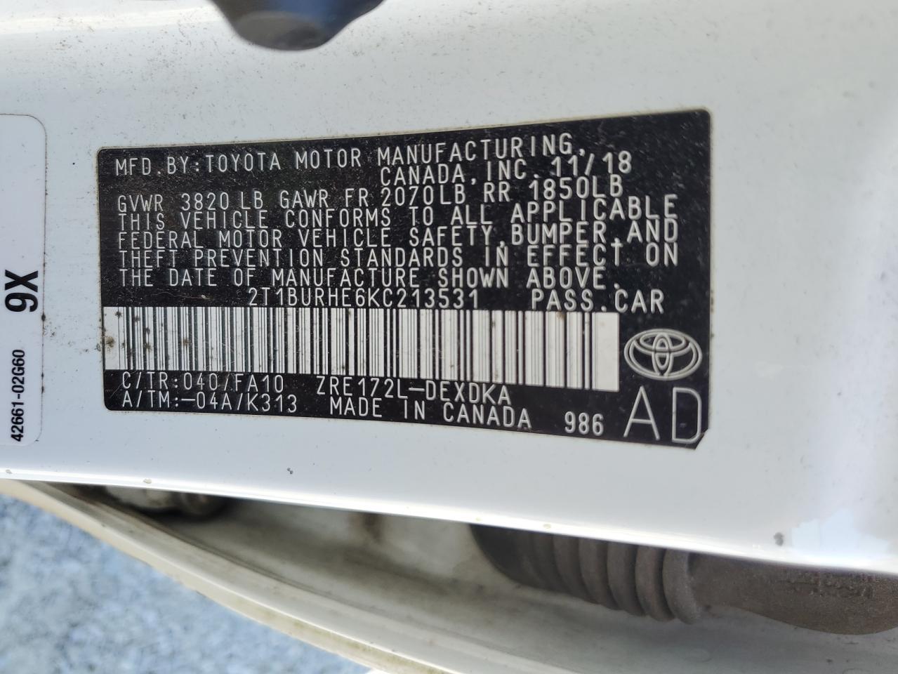2019 TOYOTA COROLLA
