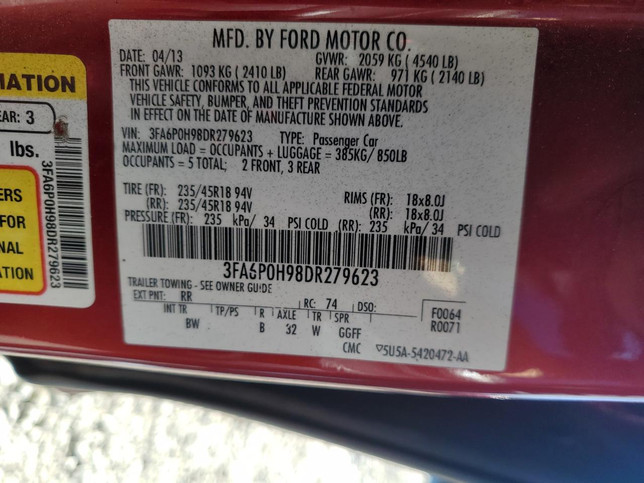2013 FORD FUSION