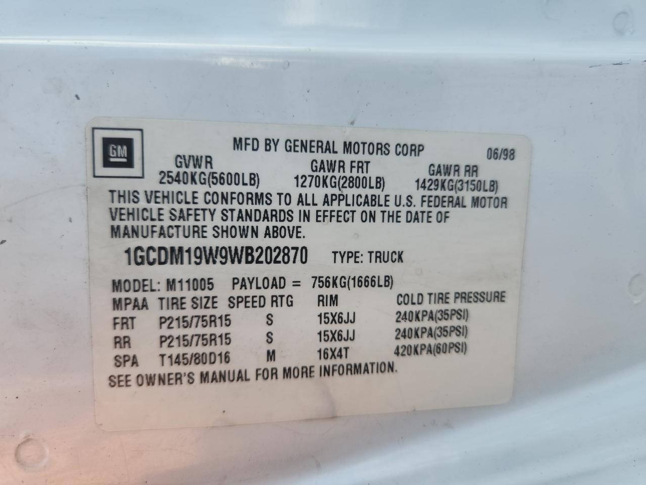 1998 CHEVROLET Astro