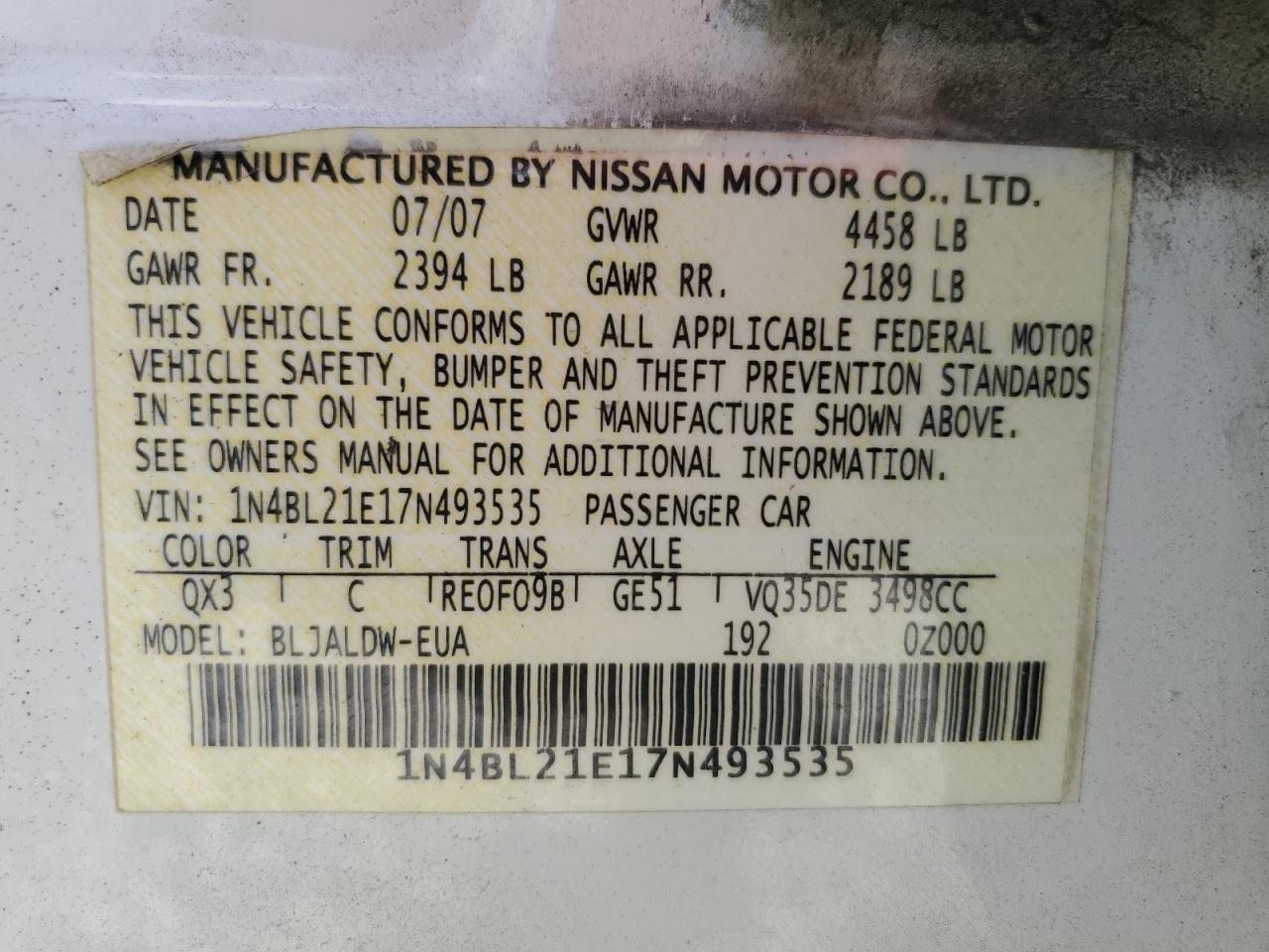 2007 NISSAN ALTIMA