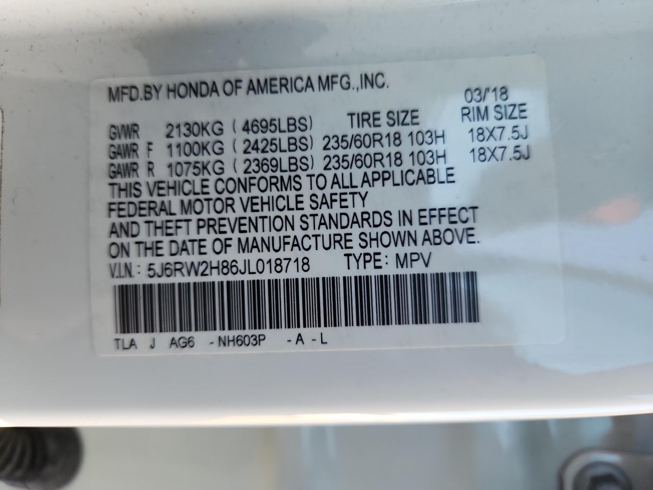 2018 HONDA CR-V