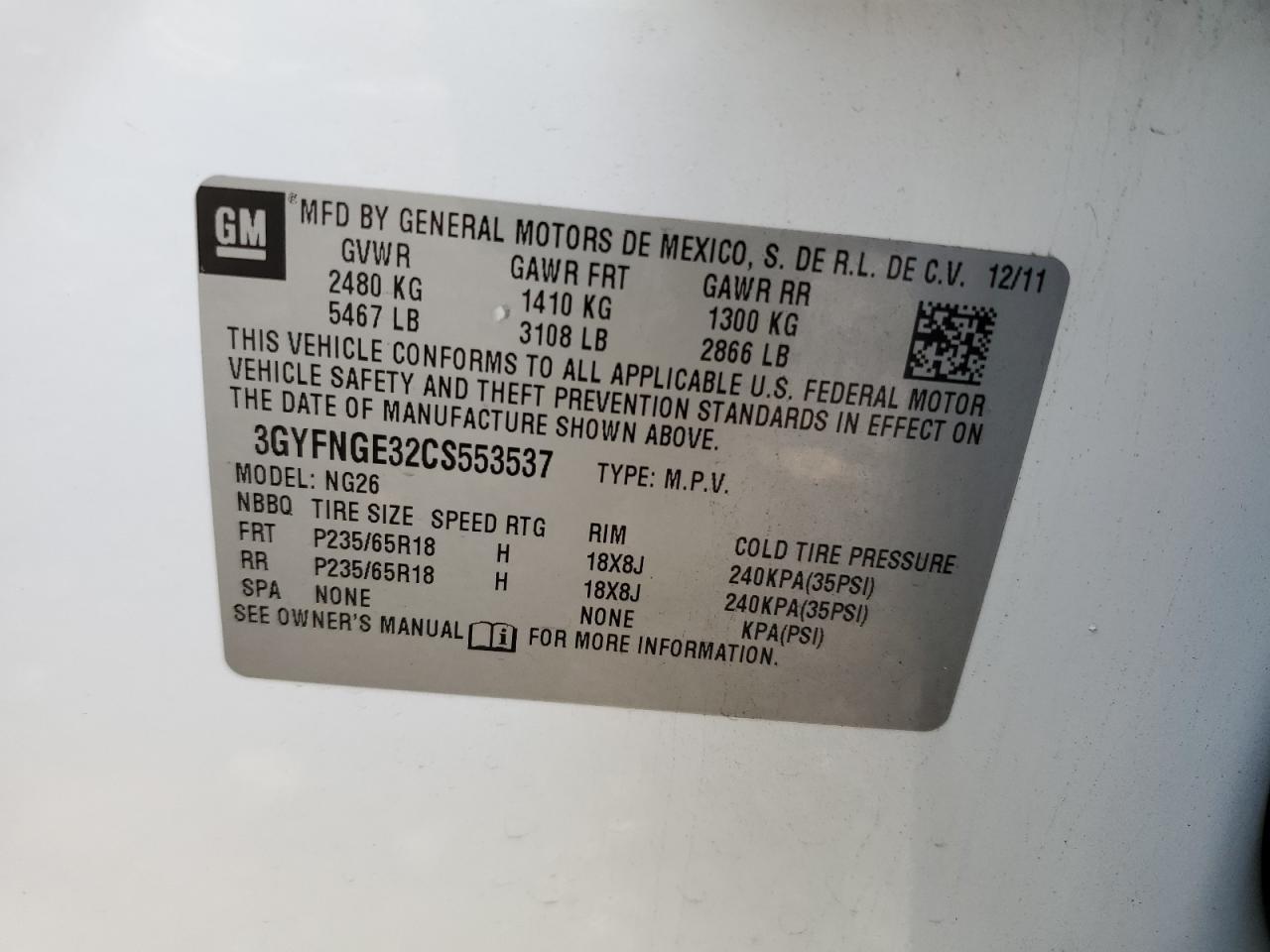 2012 CADILLAC SRX
