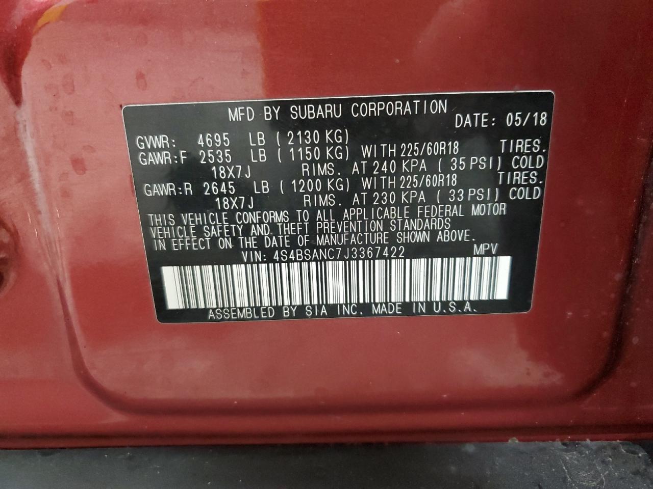 2018 SUBARU Outback
