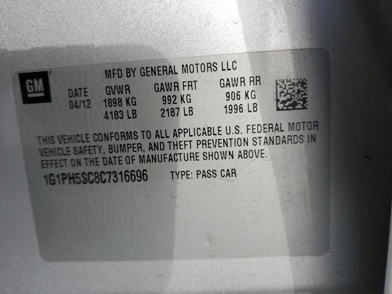 2012 CHEVROLET CRUZE