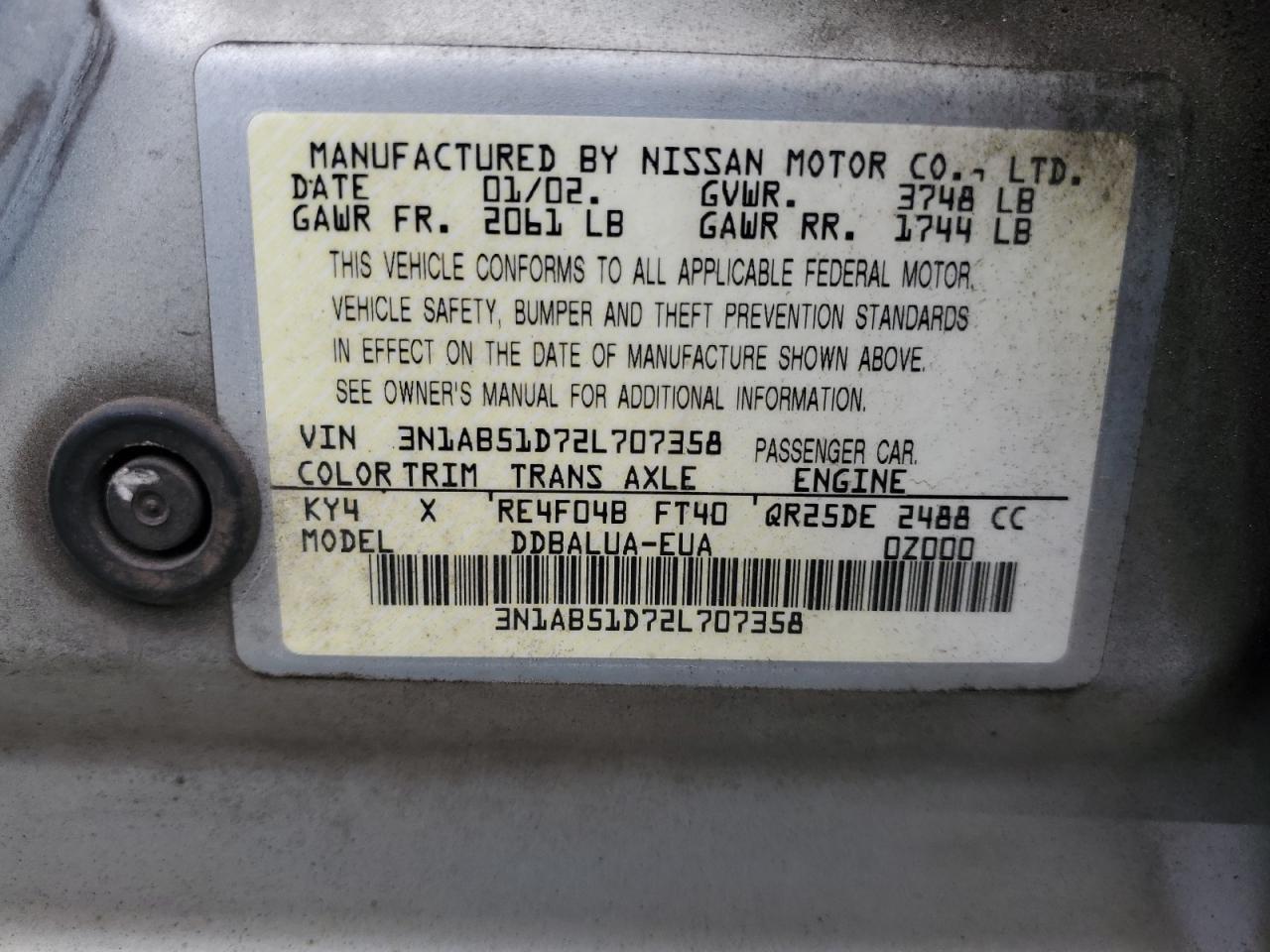 2002 NISSAN SENTRA
