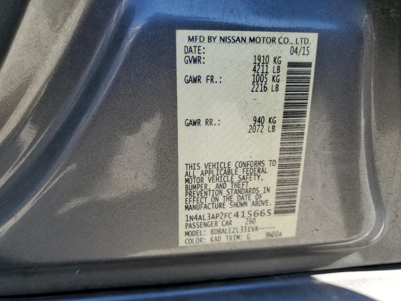 2015 NISSAN ALTIMA