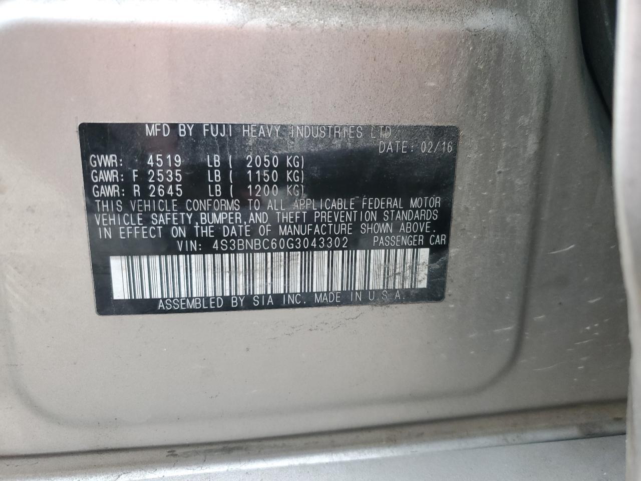 2016 SUBARU Legacy
