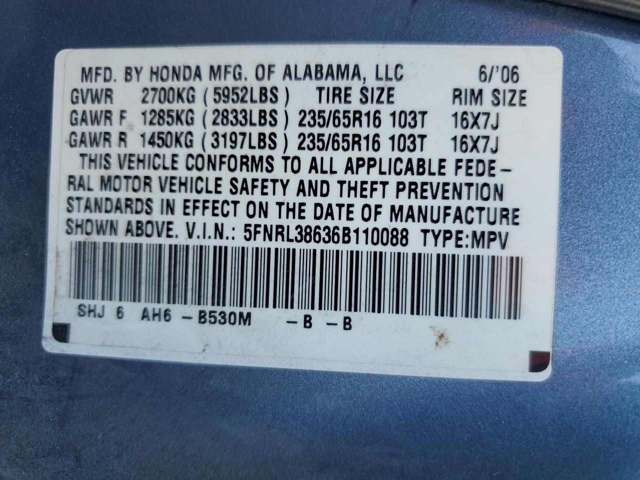 2006 HONDA ODYSSEY