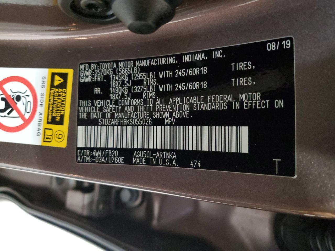2019 TOYOTA HIGHLANDER