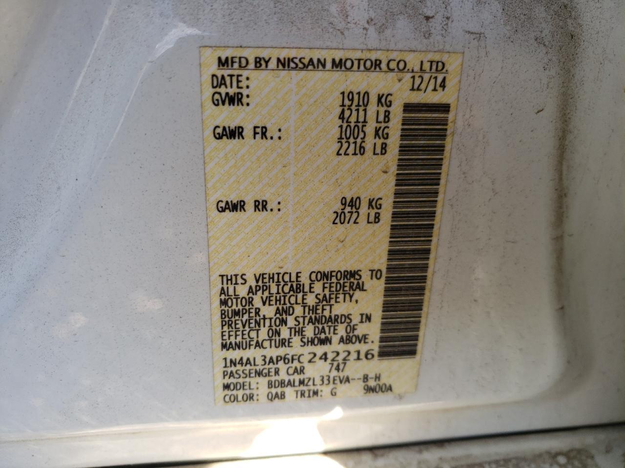 2015 NISSAN ALTIMA