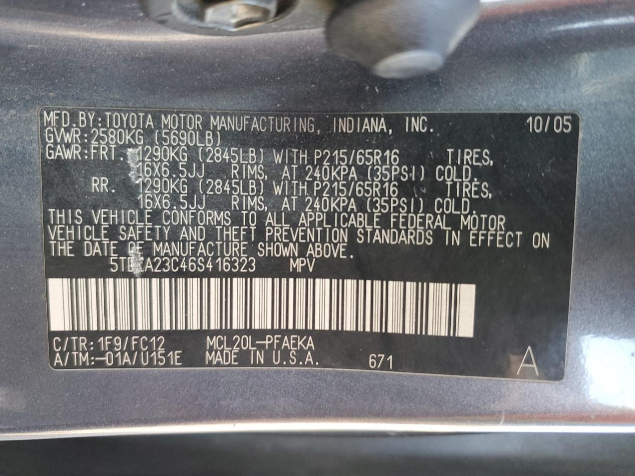 2006 TOYOTA SIENNA