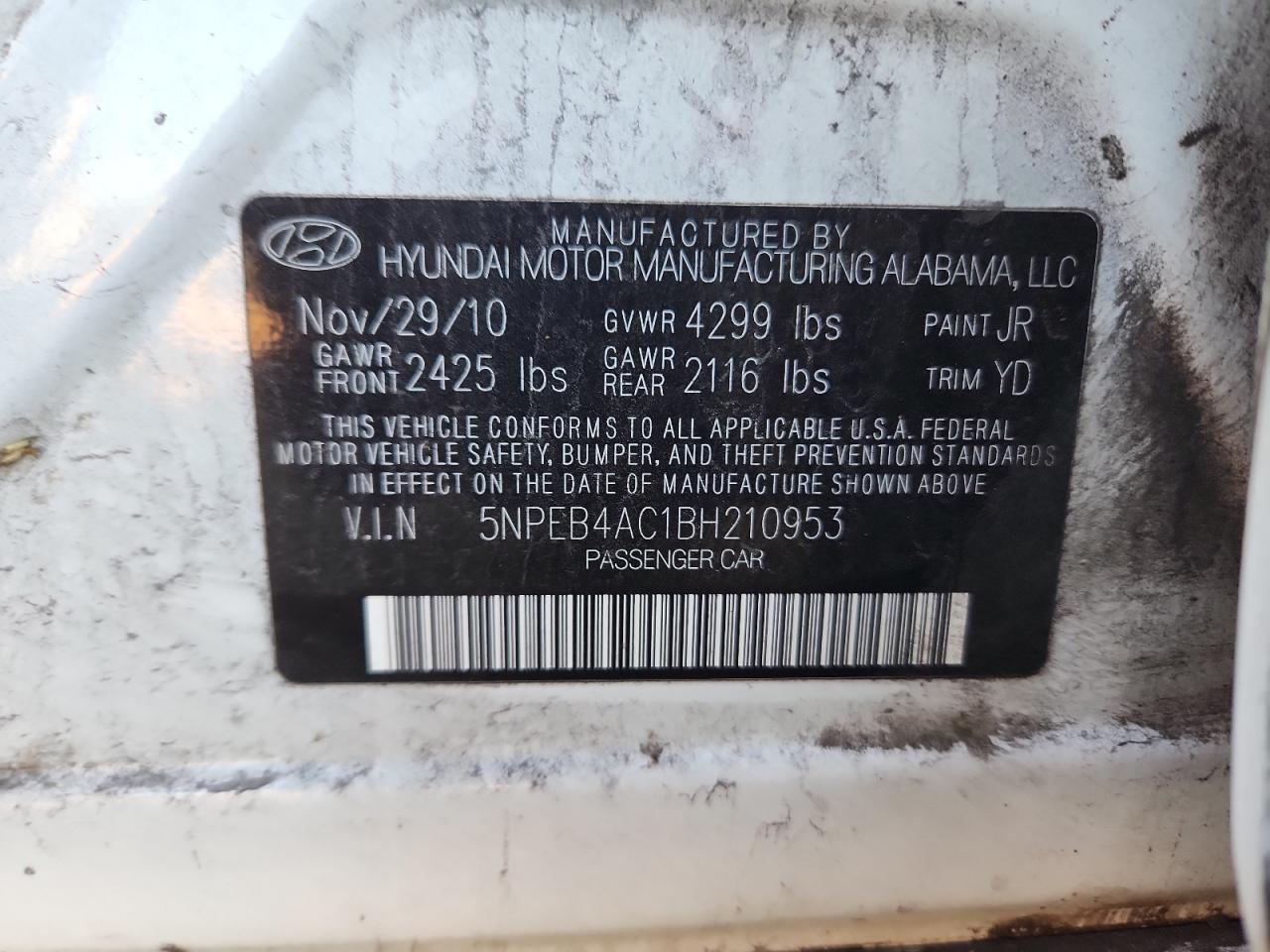 2011 HYUNDAI SONATA