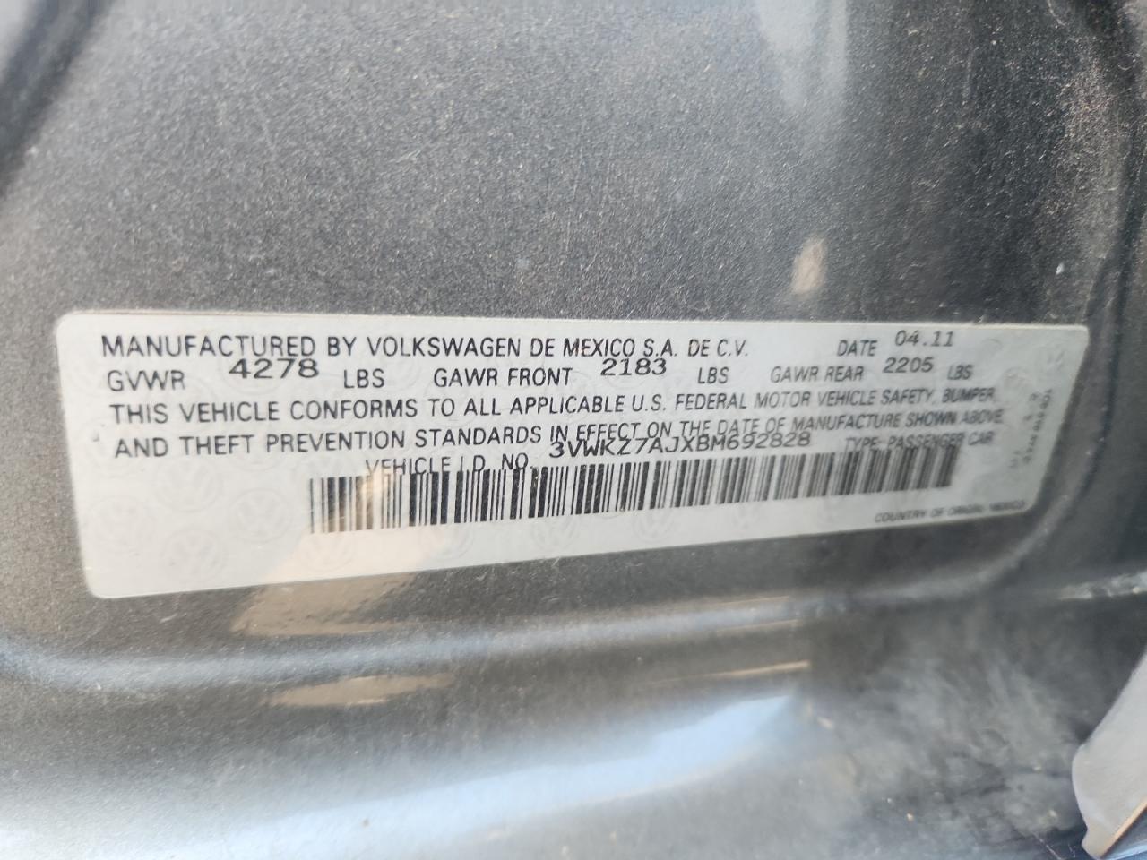 2011 VOLKSWAGEN JETTA