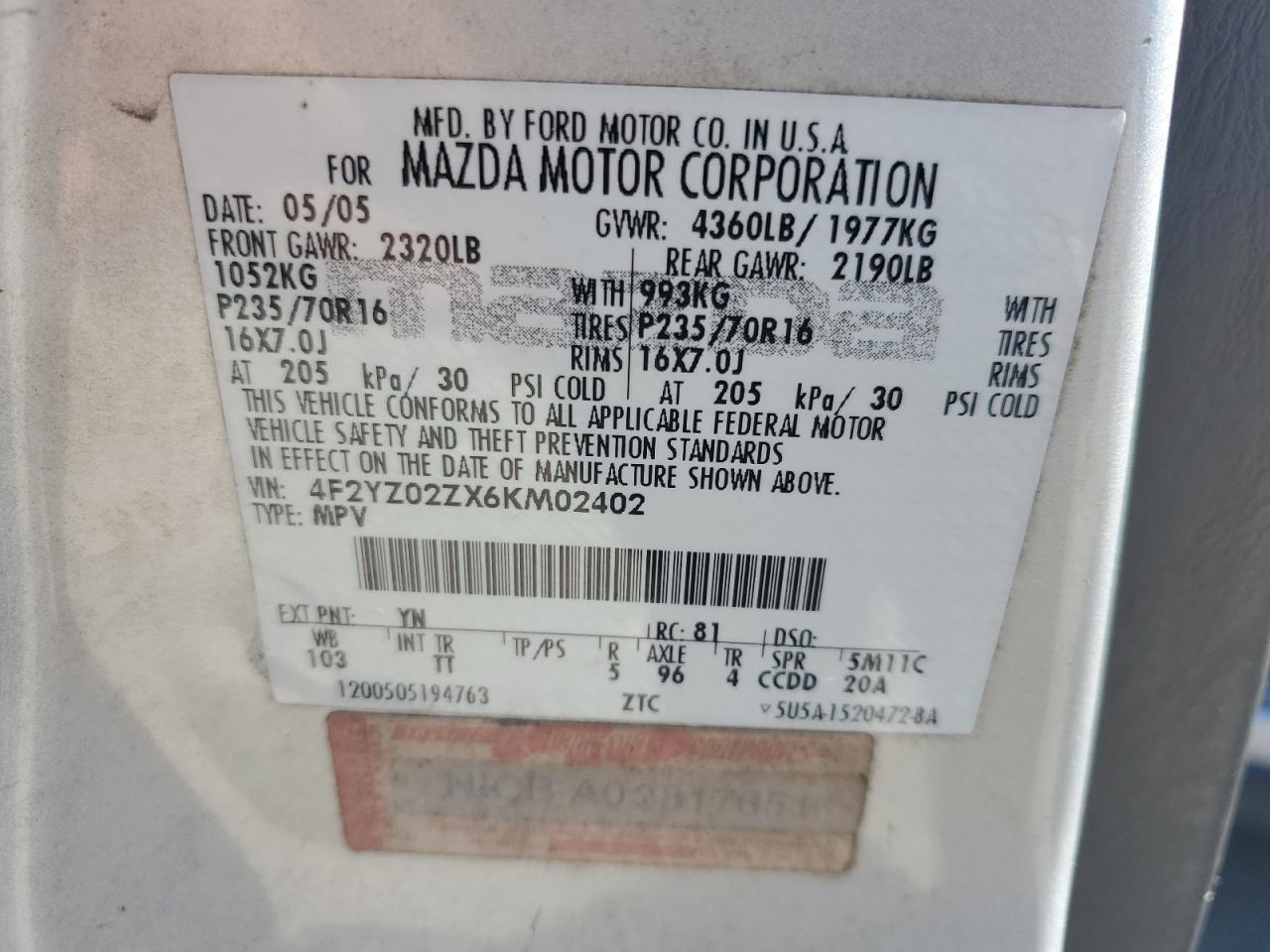 2006 MAZDA Tribute