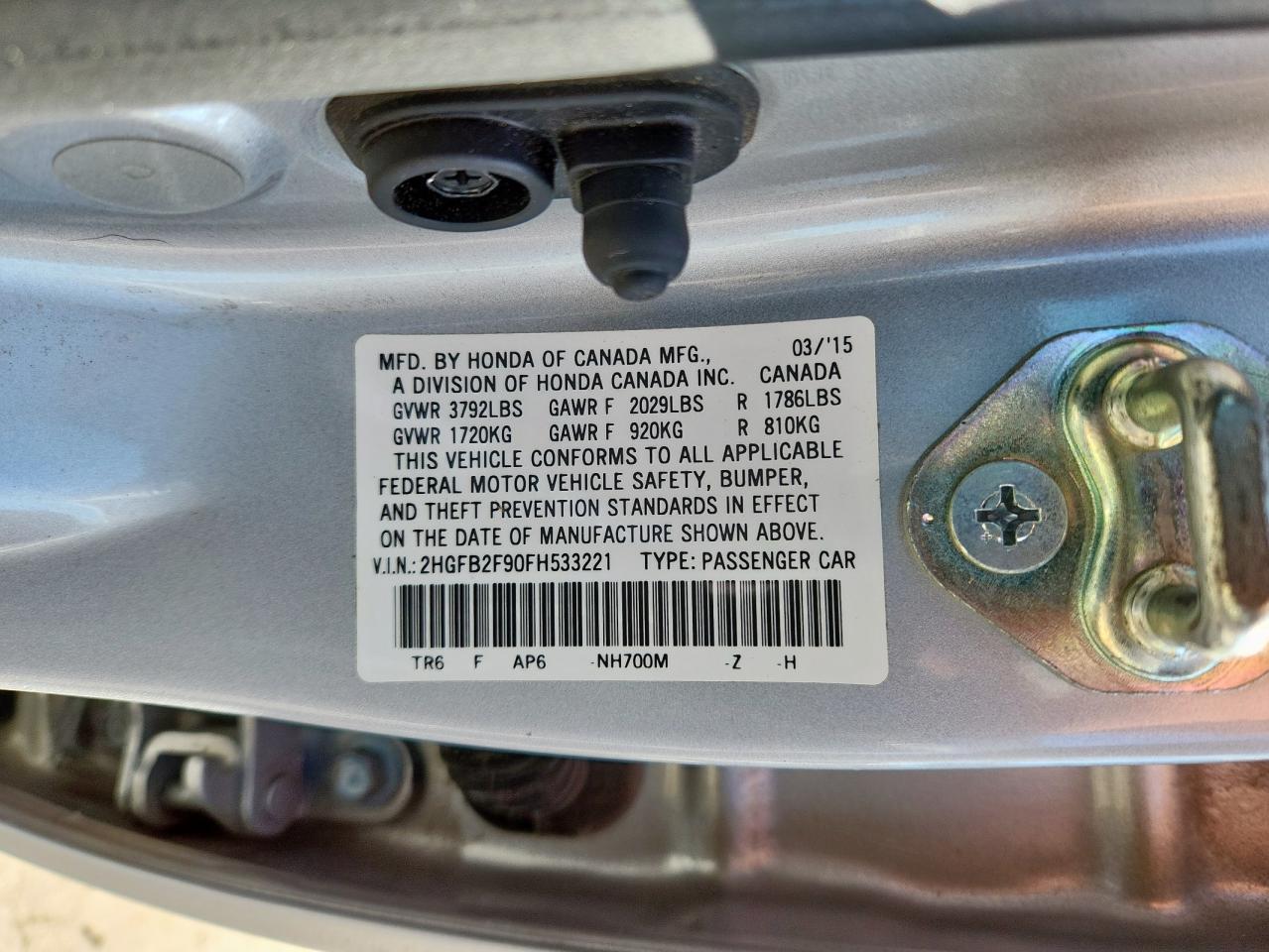 2015 HONDA CIVIC