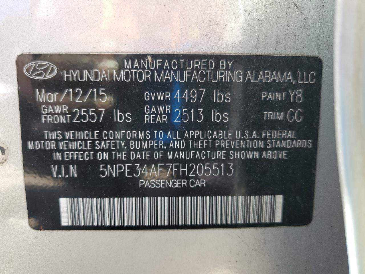 2015 HYUNDAI SONATA