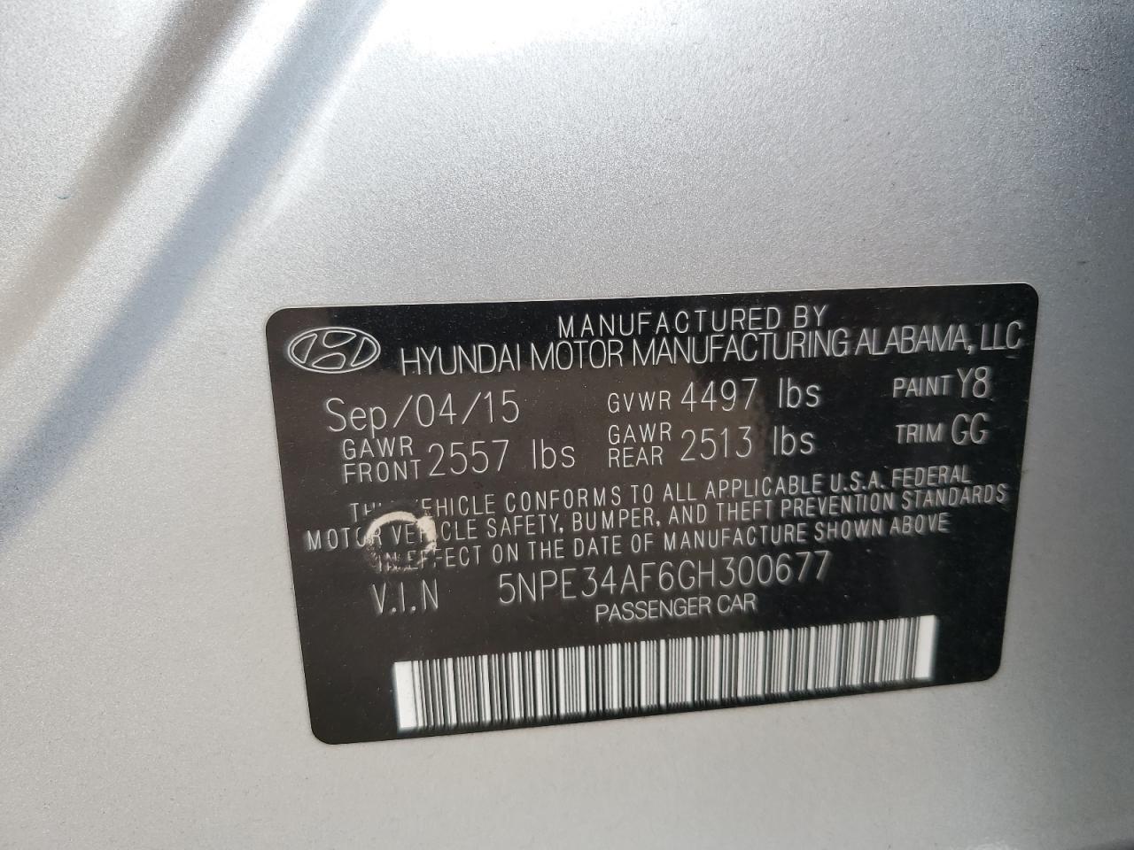 2016 HYUNDAI SONATA