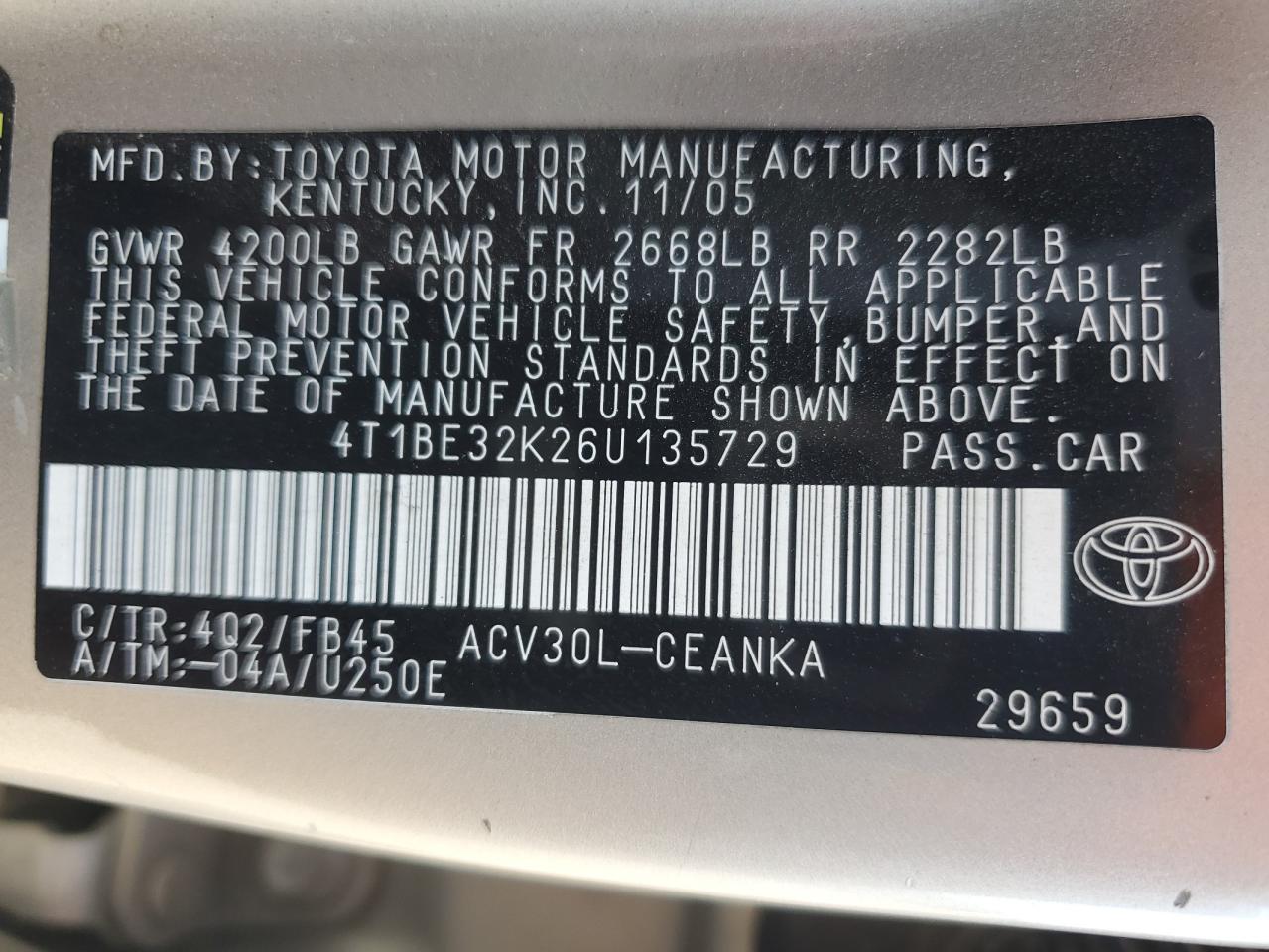 2006 TOYOTA CAMRY