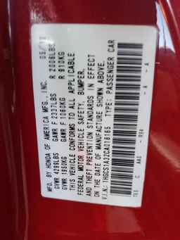 2012 HONDA ACCORD
