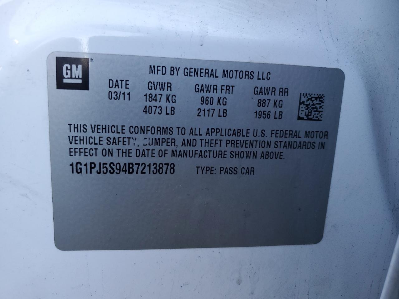 2011 CHEVROLET CRUZE