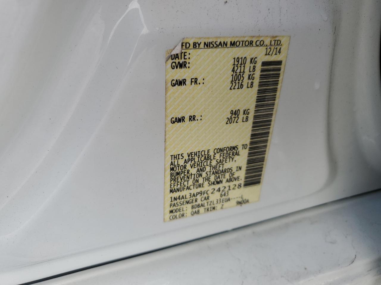 2015 NISSAN ALTIMA