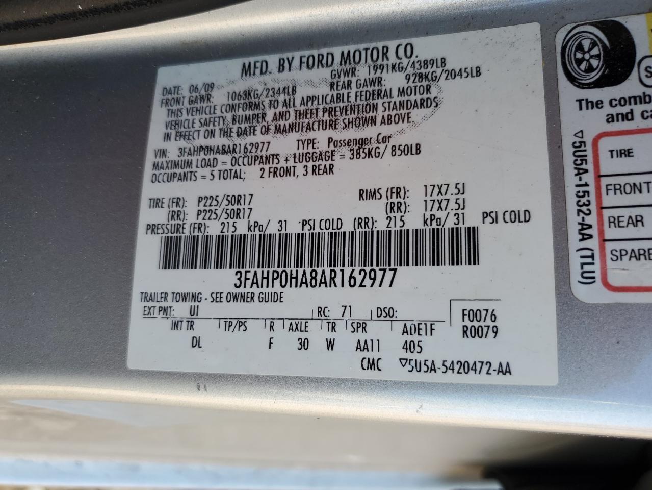 2010 FORD FUSION