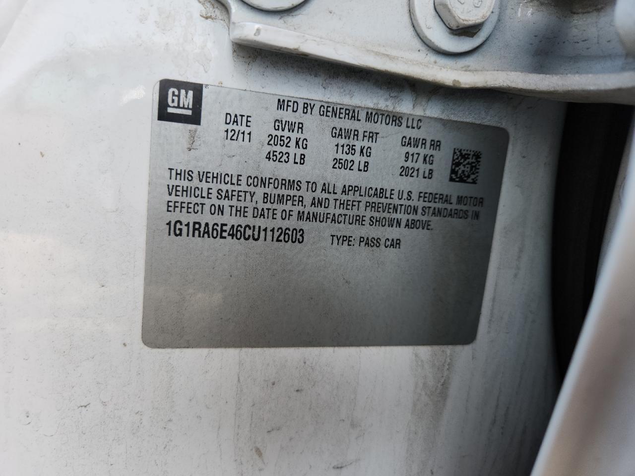 2012 CHEVROLET VOLT
